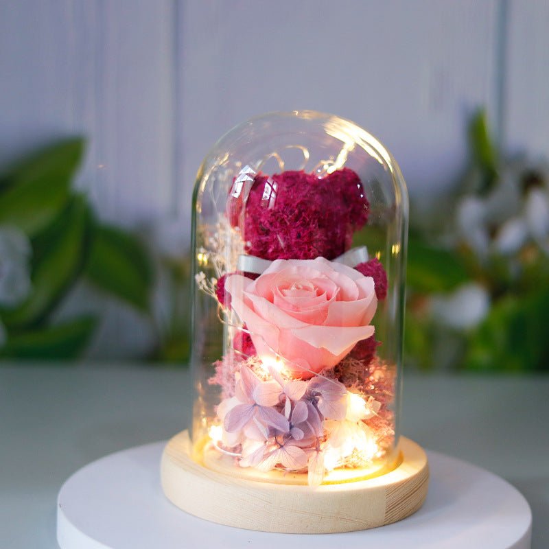 Eternal Rose Valentine's Day Gift Box with Teddy Bear - Preserved Forever - householdessential