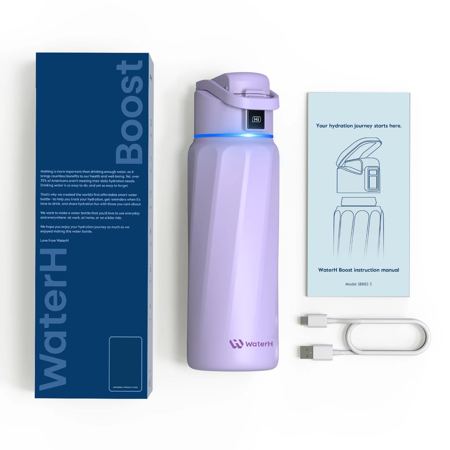 Waterh Boost Smart Water Bottle: 32 Oz Hydration Tracker with APP & Insulation - householdessential