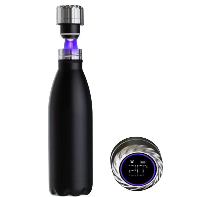 Digital Temperature Display Smart Water Bottle with UV Cleaning and Reminder to Drink - householdessential