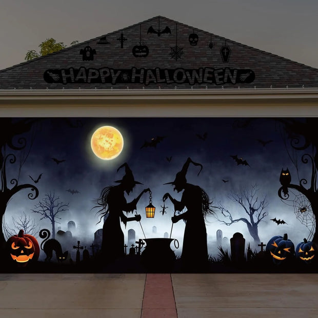 Garage Friends Halloween 2024 New Halloween Garage Door Cover Garage Door Halloween for Halloween Party Indoor Outdoor DIY Home Window Door Halloween Decorations