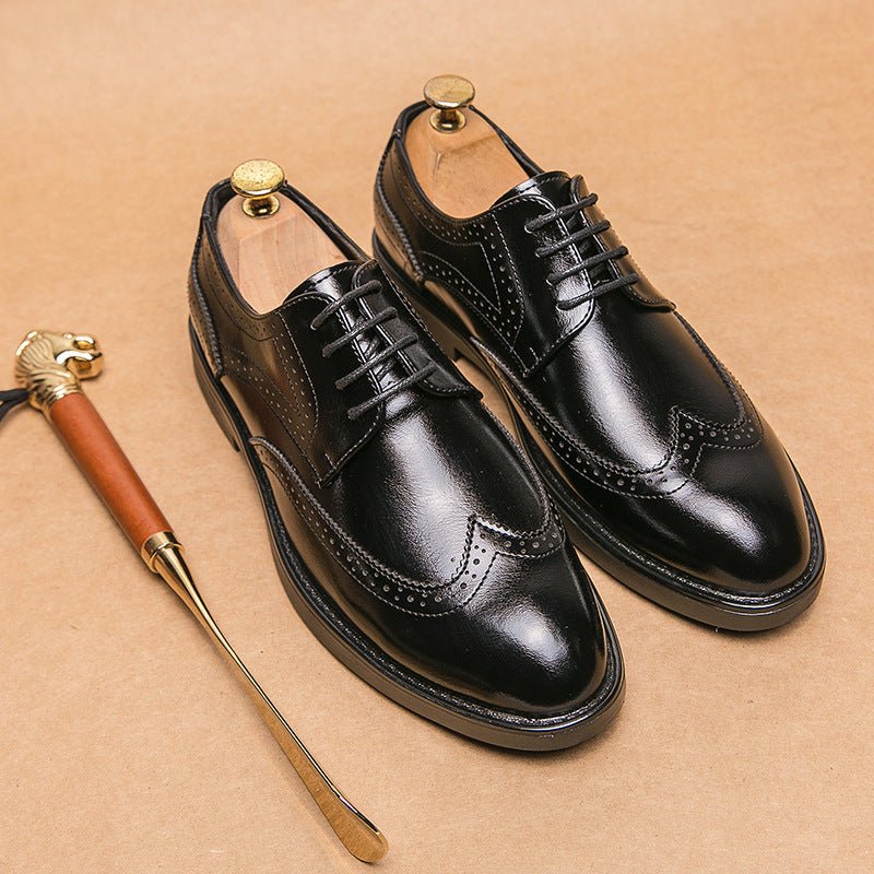 Fashion New Brogue Leather Shoes Men - householdessential