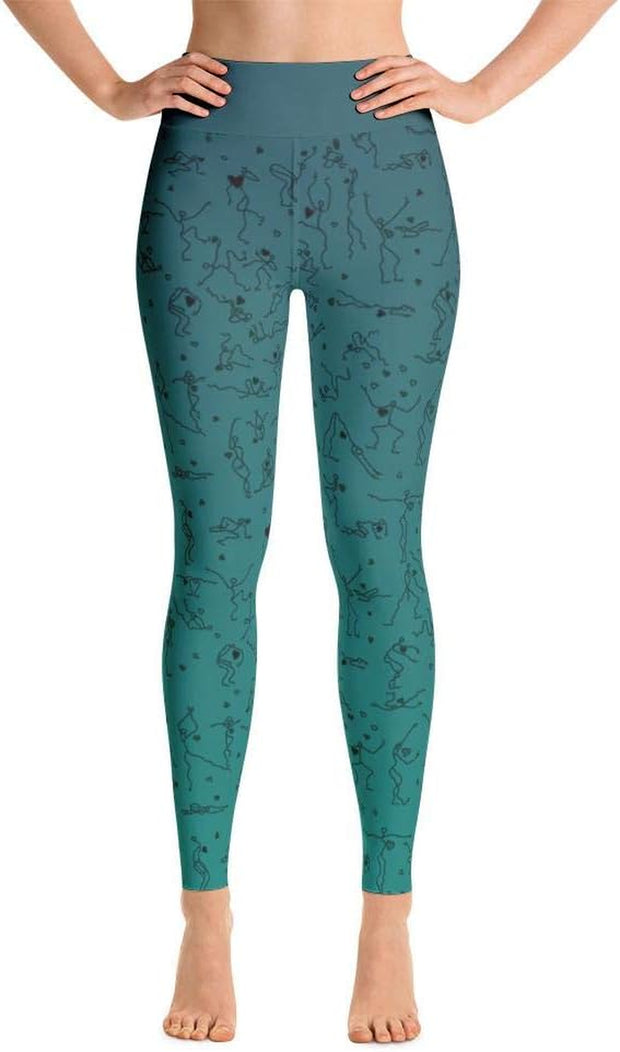 Blue-Green Ombre 'Debbie'S Dancers' Original Art Leggings by