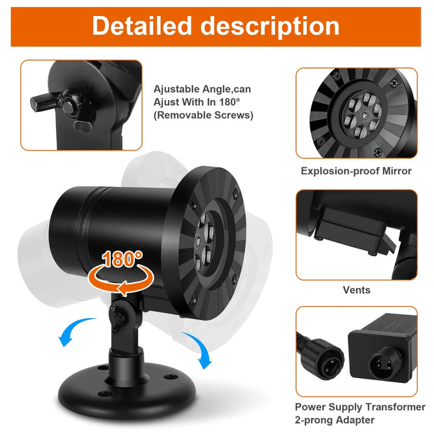 Christmas Snowflake Projector Lights, Waterproof White Snowfall Lights for Christmas Halloween New Year Wedding Party Holiday Decorative Lighting Projectors