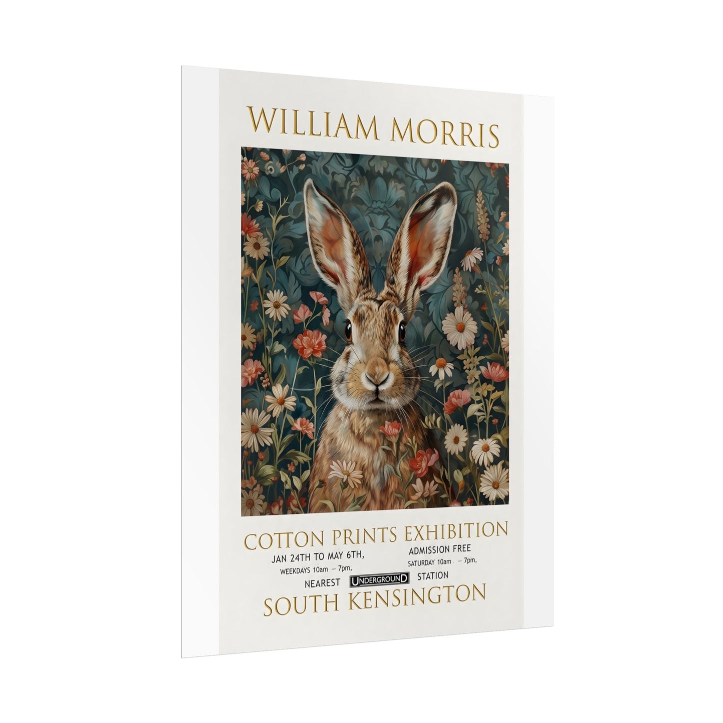 William Morris Hare Illustration Rolled Poster | Botanical Floral Art Print - householdessential