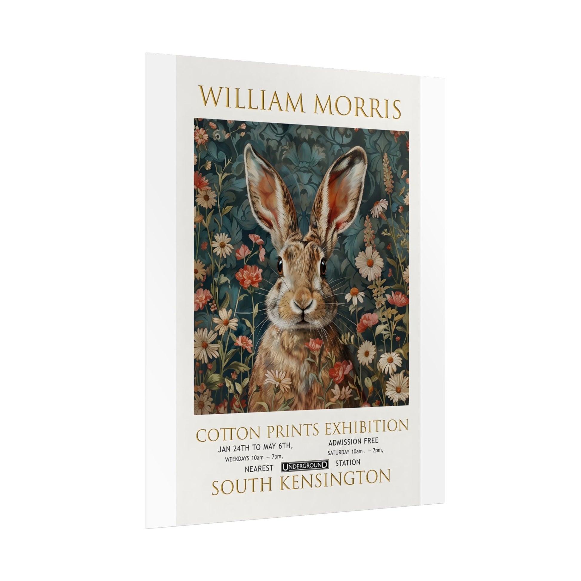 William Morris Hare Illustration Rolled Poster | Botanical Floral Art Print - householdessential