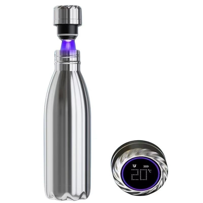 Digital Temperature Display Smart Water Bottle with UV Cleaning and Reminder to Drink - householdessential