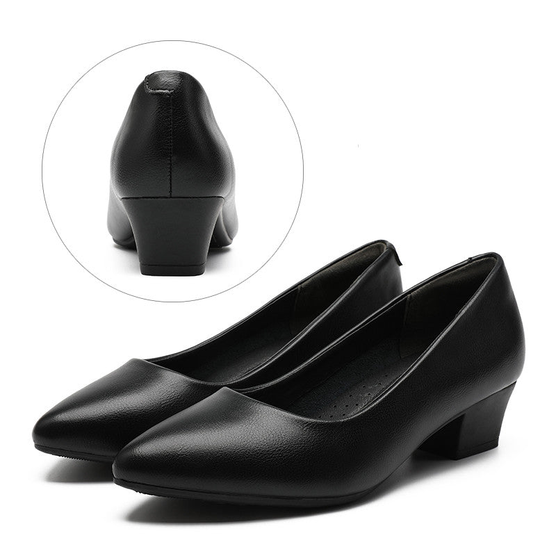 Leather Work Shoes Women Black - householdessential