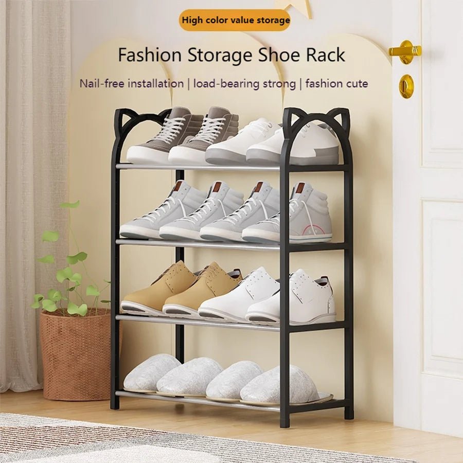 4-Layer Household Storage Rack Shoe Cabinet Simple Shoe Rack with Galvanized Tube - householdessential