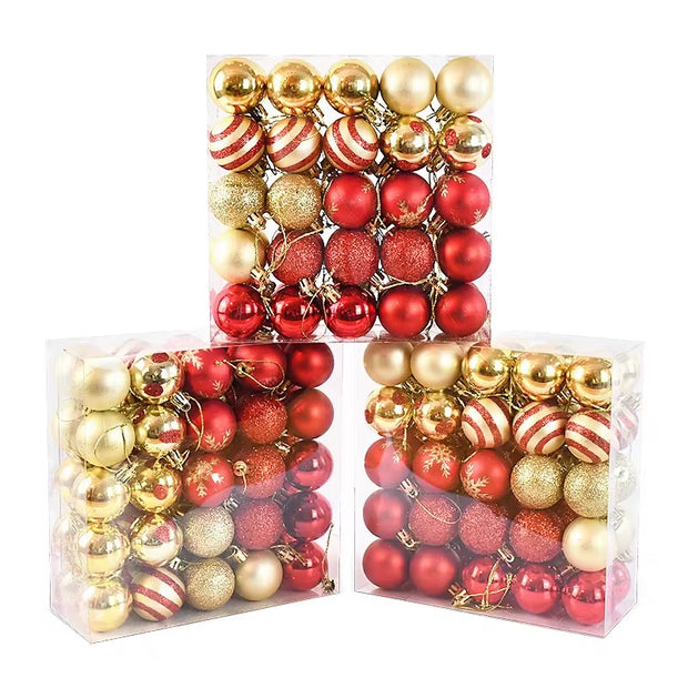 50Pcs/Box 4Cm Christmas Balls Ornament Xmas Tree Hanging Bauble Pendant 2024 Christmas Decoration for Home 2025 New Year Gifts