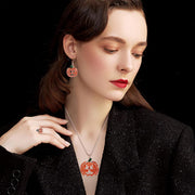 4Pcs Halloween Jewelry Set Thanksgiving Pumpkin Ring Necklace Earrings for Women Rhinestones Hook Dangle Earrings Pendant Necklace Adjustable Ring Halloween Costume Jewelry