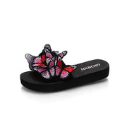 Embroidered Bow Sandals - Flat Shoes for Women