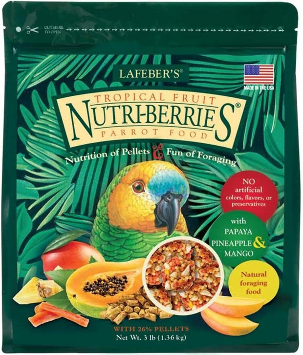 'S Tropical Fruit Nutri-Berries Pet Bird Food, Made with Non-Gmo and Human-Grade Ingredients, for Parrots, 3 Lb