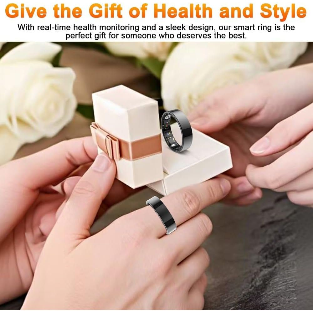 Smart Ring Health Tracker, Blood Pressure Monitoring Ring, IP68 Waterproof Fitness Ring - householdessential
