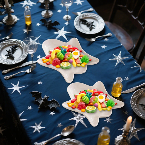 Upgraded Halloween Ceramic Ghost Plate 5"X4",Reusable Halloween Plate for Everything from Desserts, Salads, Snacks, Candy, Appetizers and More (Pack of 2)