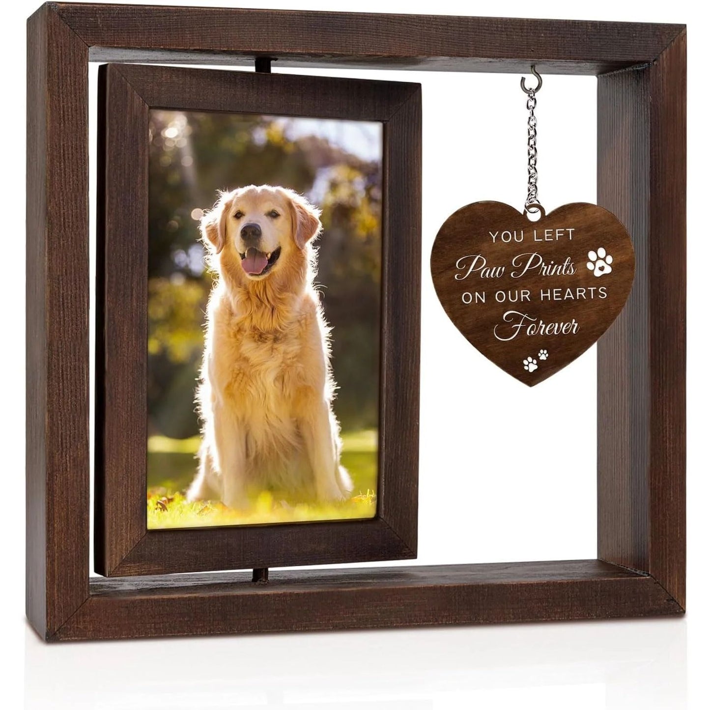 Pet Sympathy Gift, 360° Wooden Dog Memorial Frame for 4X6 Photo - householdessential