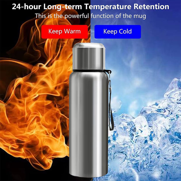 Large Capacity Stainless Steel Thermos Bottle LED Temperature Display Smart Water Bottle for Outdoor Vacuum Flask Thermal Mug