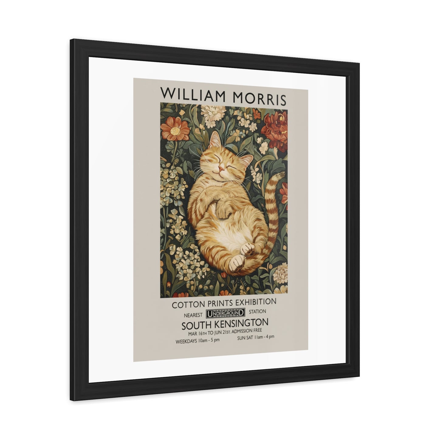 Sleeping Cat William Morris Poster | Framed Poster - householdessential