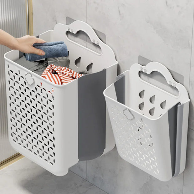 Folding Bathroom Laundry Basket Wall-Mounted Dirty Clothes Storage Basket Household Laundry Bag Laundry Organizer Dropshipping