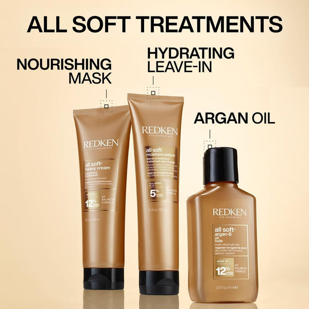 All Soft Moisture Restore, Leave in Conditioning Moisture Boost Treatment, for Dry Hair, with Hyaluronic Acid, Hydrates and Adds Definition and Shine, 150 Ml