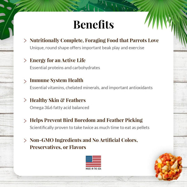 'S Tropical Fruit Nutri-Berries Pet Bird Food, Made with Non-Gmo and Human-Grade Ingredients, for Parrots, 3 Lb