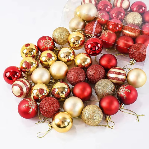50Pcs/Box 4Cm Christmas Balls Ornament Xmas Tree Hanging Bauble Pendant 2024 Christmas Decoration for Home 2025 New Year Gifts