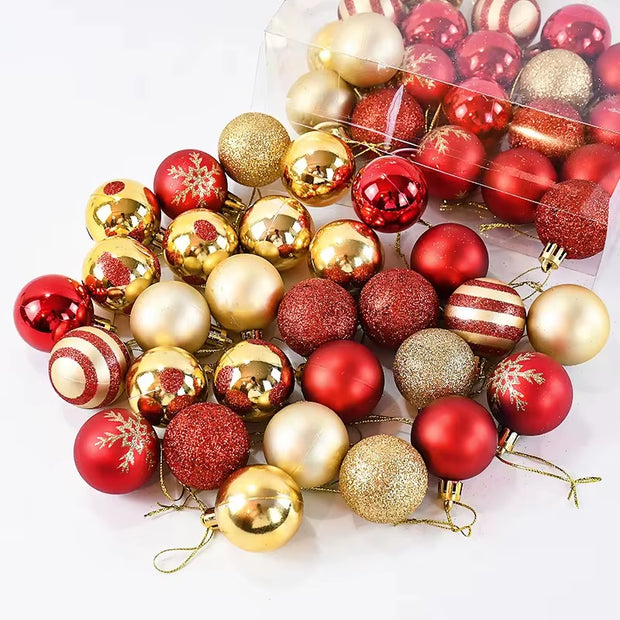 50Pcs/Box 4Cm Christmas Balls Ornament Xmas Tree Hanging Bauble Pendant 2024 Christmas Decoration for Home 2025 New Year Gifts
