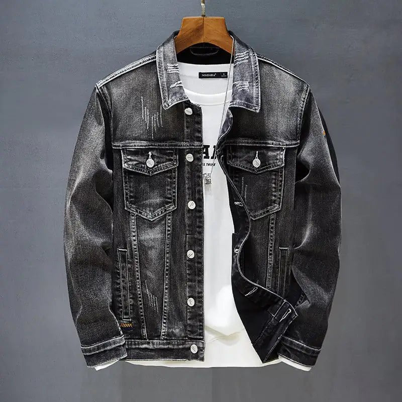 Casual Long - Sleeved Denim Jacket for Men - householdessential