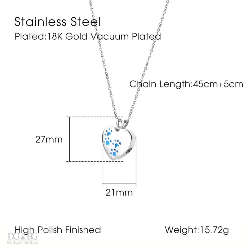 Titanium Steel Pet Urn Heart Shaped Locket Pet Cremation Jewellery - householdessential