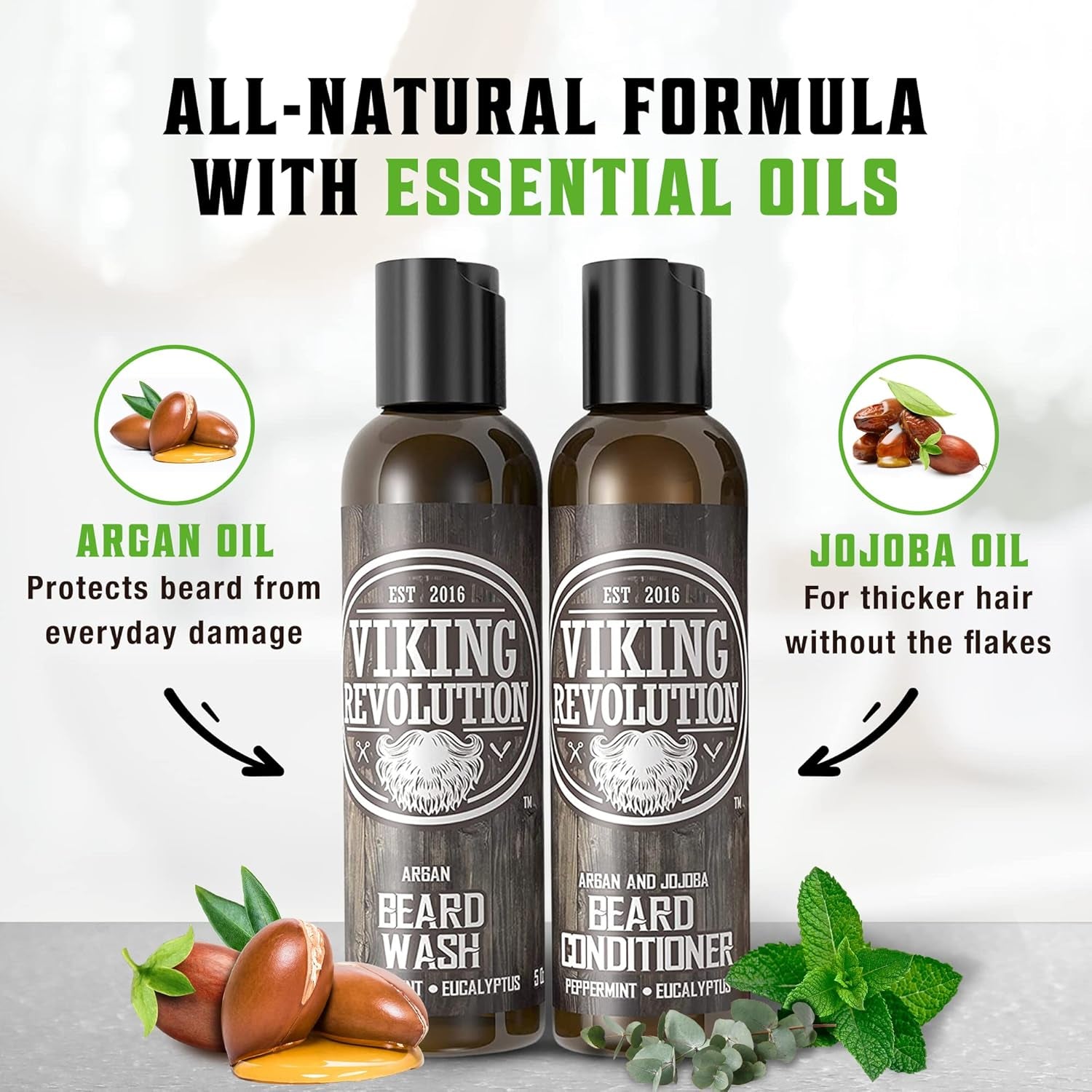 Natural Beard Shampoo & Argan Oil Conditioner Set - householdessential