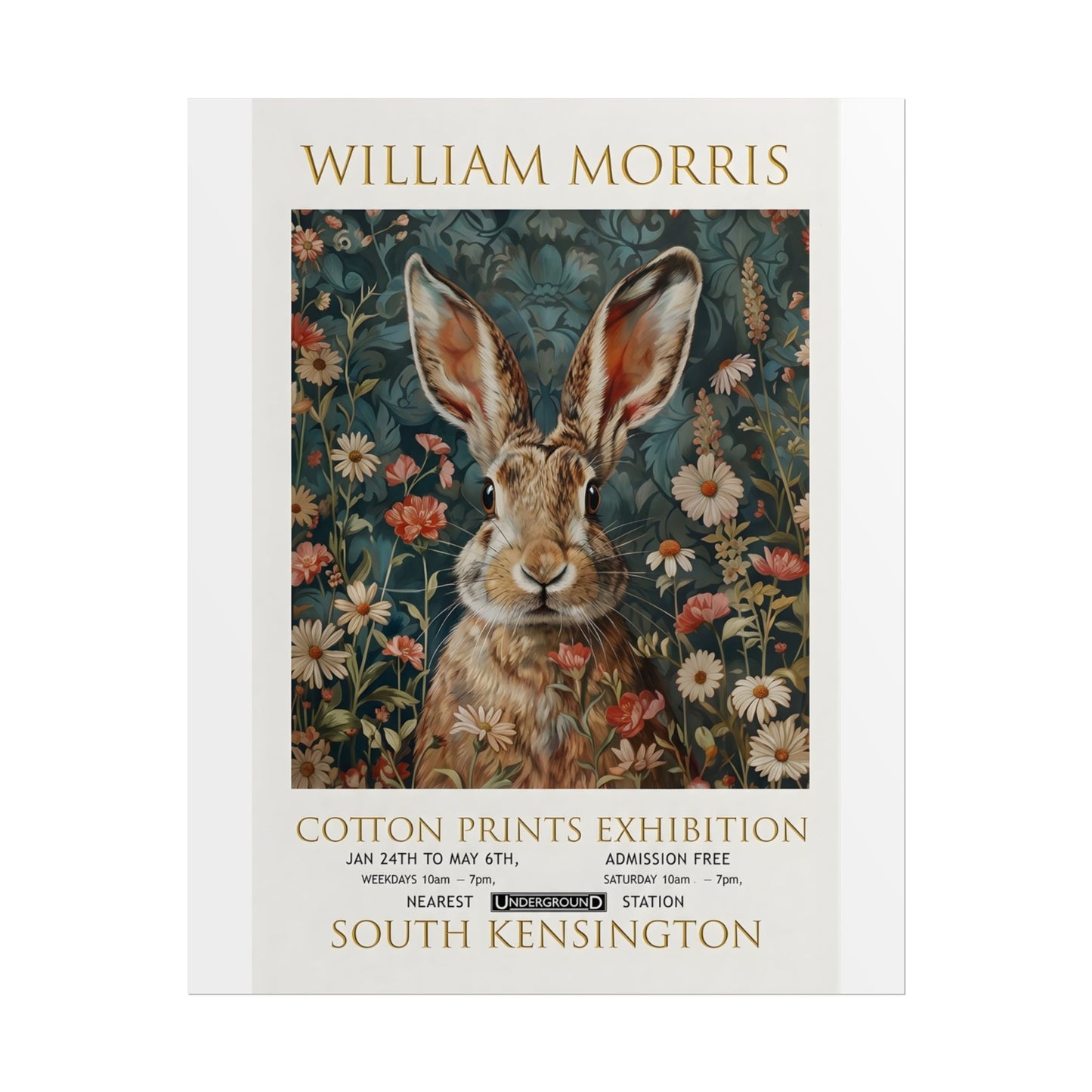 William Morris Hare Illustration Rolled Poster | Botanical Floral Art Print - householdessential