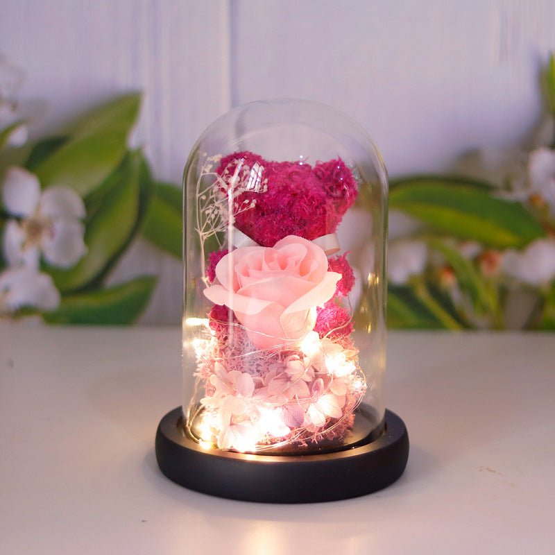 Eternal Rose Valentine's Day Gift Box with Teddy Bear - Preserved Forever - householdessential