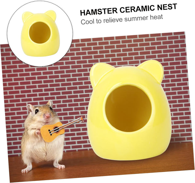 Small Cage Hamster Hideout Ceramic Nest Pet Nest Hamster House Heat-Resistant Design Random