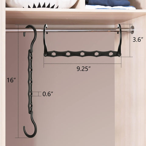 6 Pack Black Space Saving Hangers, Magic Hangers, Closet Organizers, Space Saver Hanger Organizer, Dorm Room Essentials