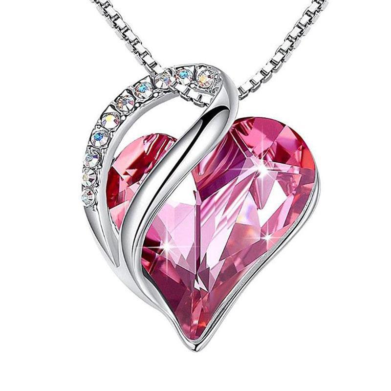 925 Sliver Heart Shaped Geometric Necklace Jewelry Women's Clavicle Chain Valentine's Mothers Day Gift - householdessential