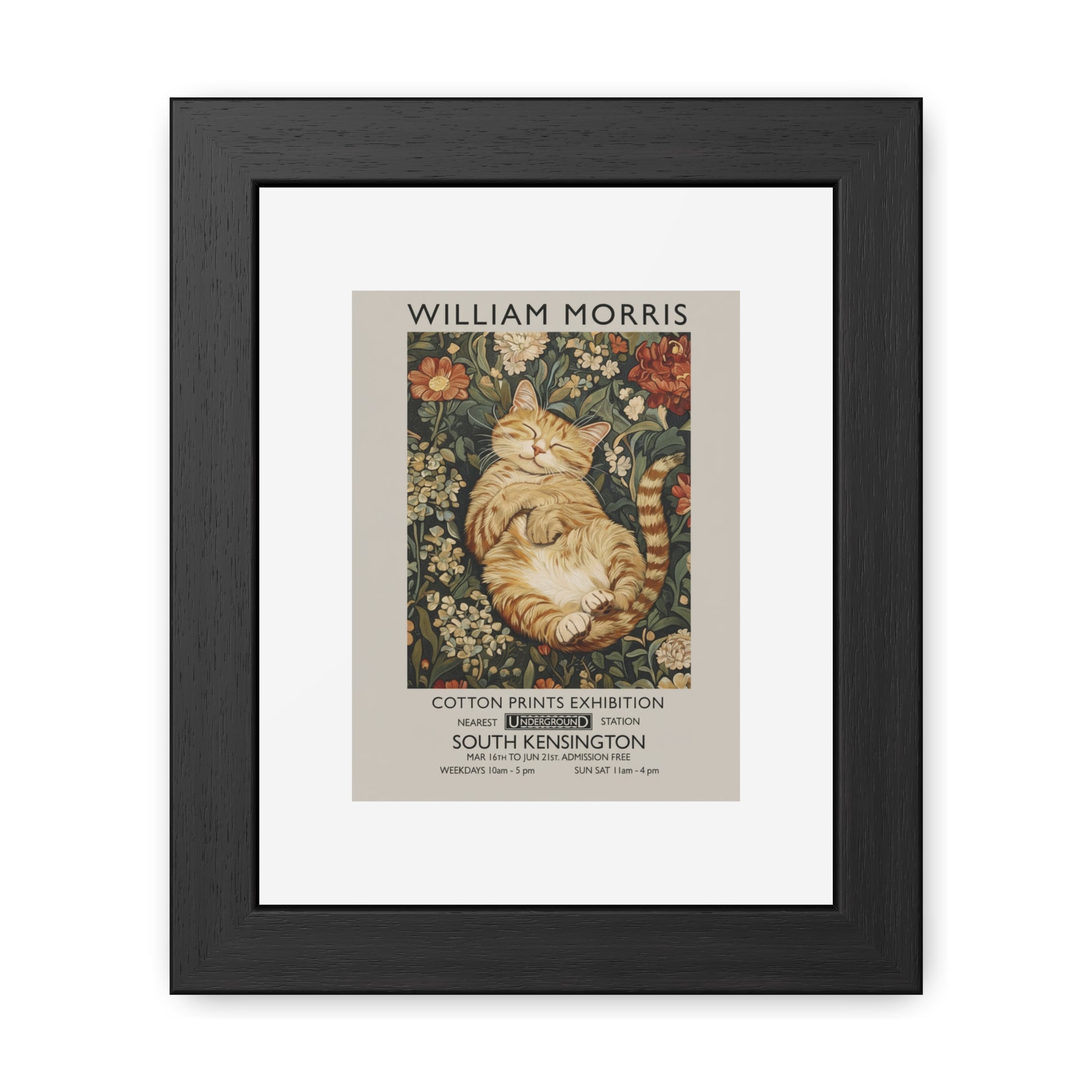 Sleeping Cat William Morris Poster | Framed Poster - householdessential