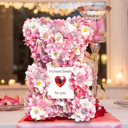 Valentine's Day Artificial Rose Bear Handmade Gift - householdessential