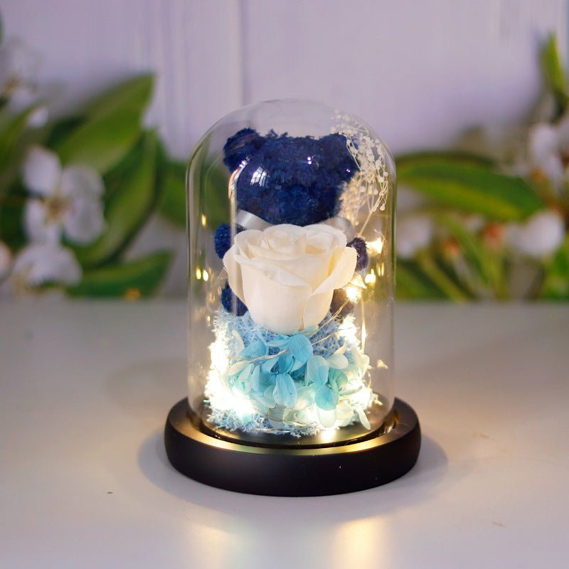 Eternal Rose Valentine's Day Gift Box with Teddy Bear - Preserved Forever - householdessential