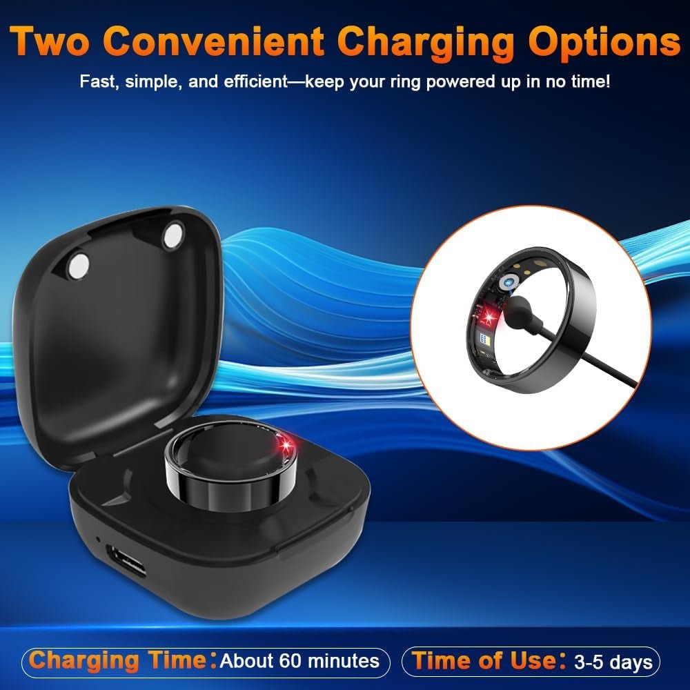 Smart Ring Health Tracker, Blood Pressure Monitoring Ring, IP68 Waterproof Fitness Ring - householdessential