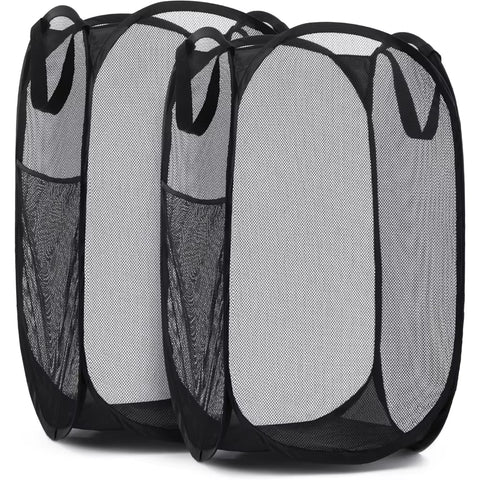 Large Laundry Basket Collapsible Mesh Pop up Laundry Hamper Side Pocket Breathable Clothes Storage Laundry Storage Organization