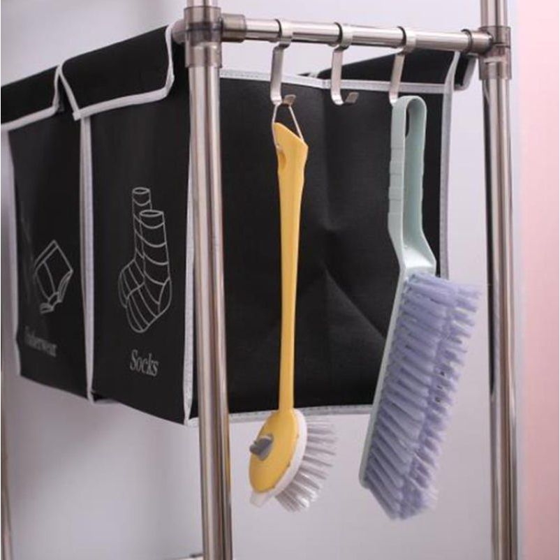 Waterproof Laundry Sorter with 3 Bags, 3-Tier Design and Hooks for Organization - householdessential