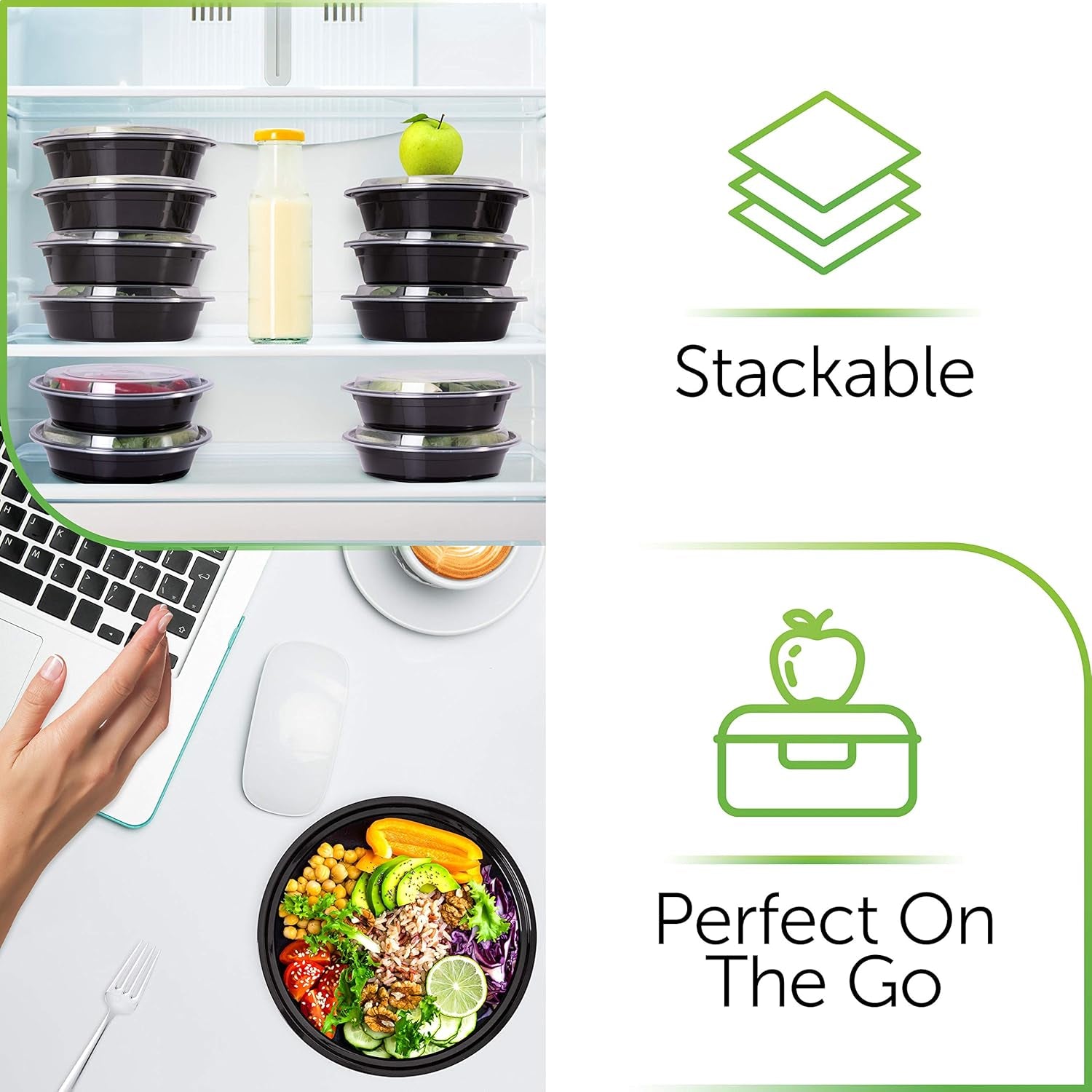 [30-Pack] Reusable Meal Prep Containers - Microwavable Food Storage - Batch Cooking Boxes - householdessential