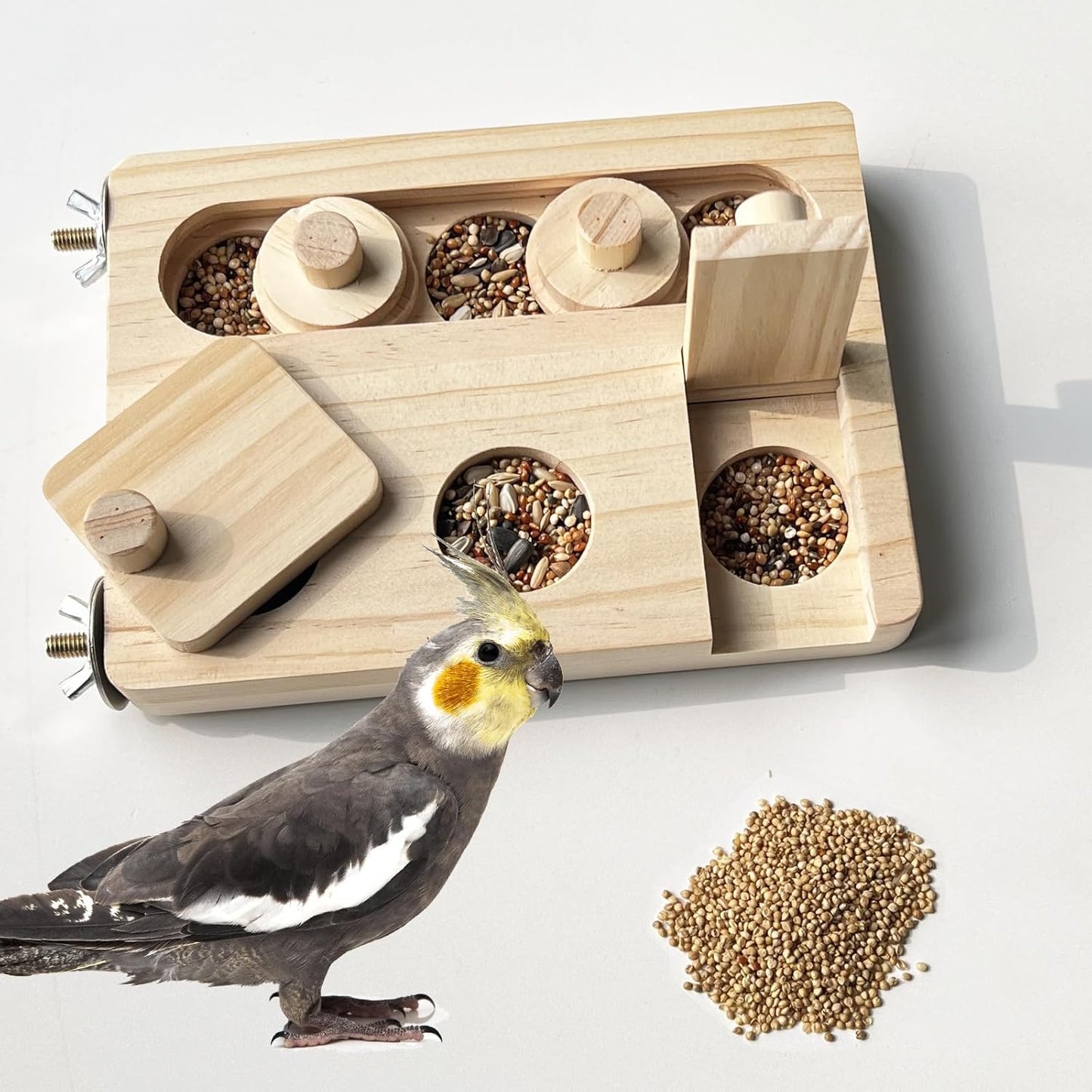 Wooden Parrot Foraging Feeder & Training Toys for Interactive Bird Fun - householdessential