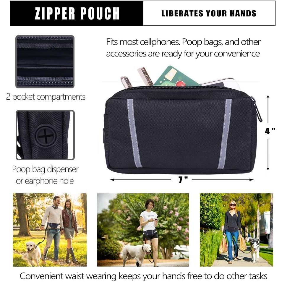 Hands Free Dog Leash with Waist Running Pouch - householdessential
