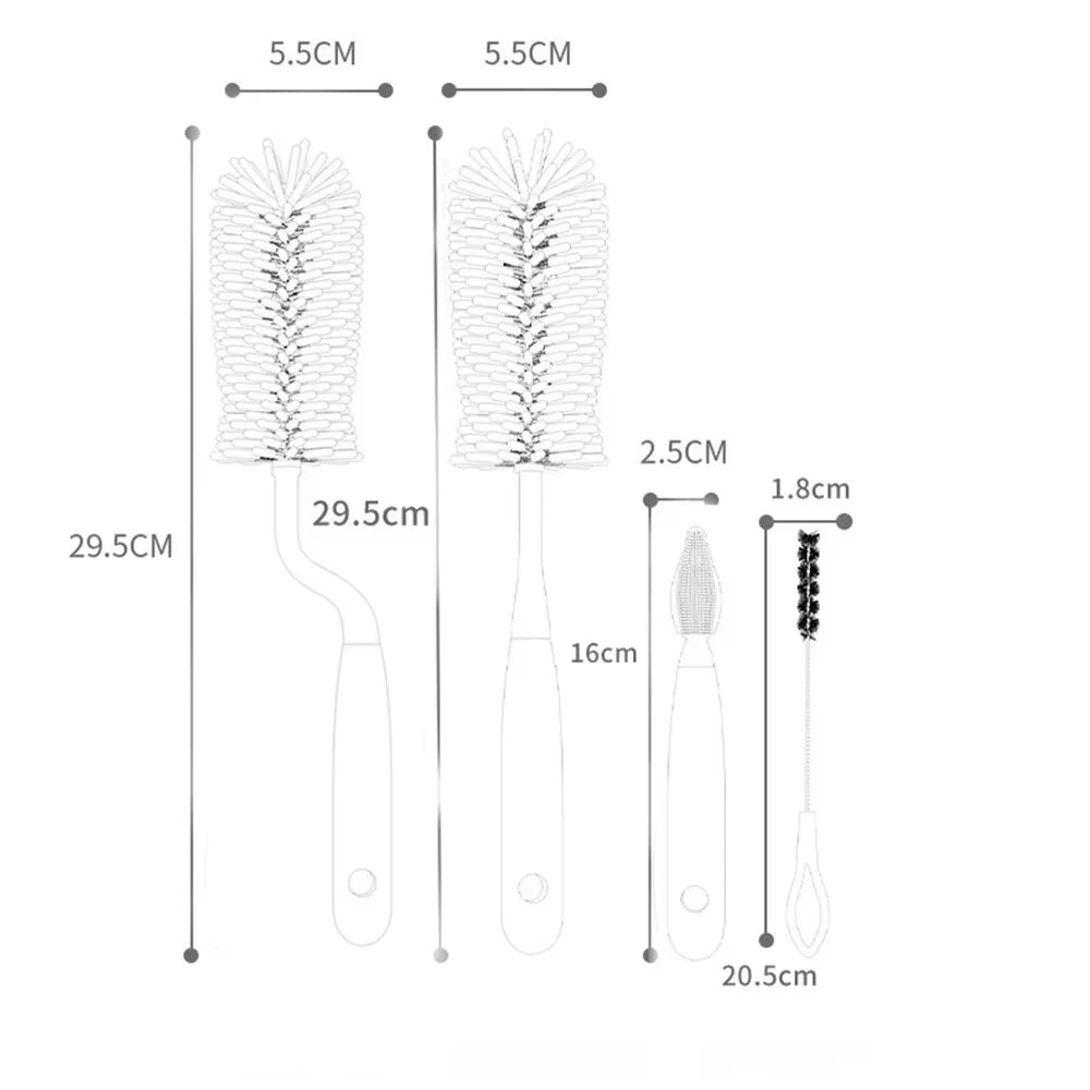 Baby Nipple & Silicone Bottle Brush Set with 360° Rotation - 3pc - householdessential