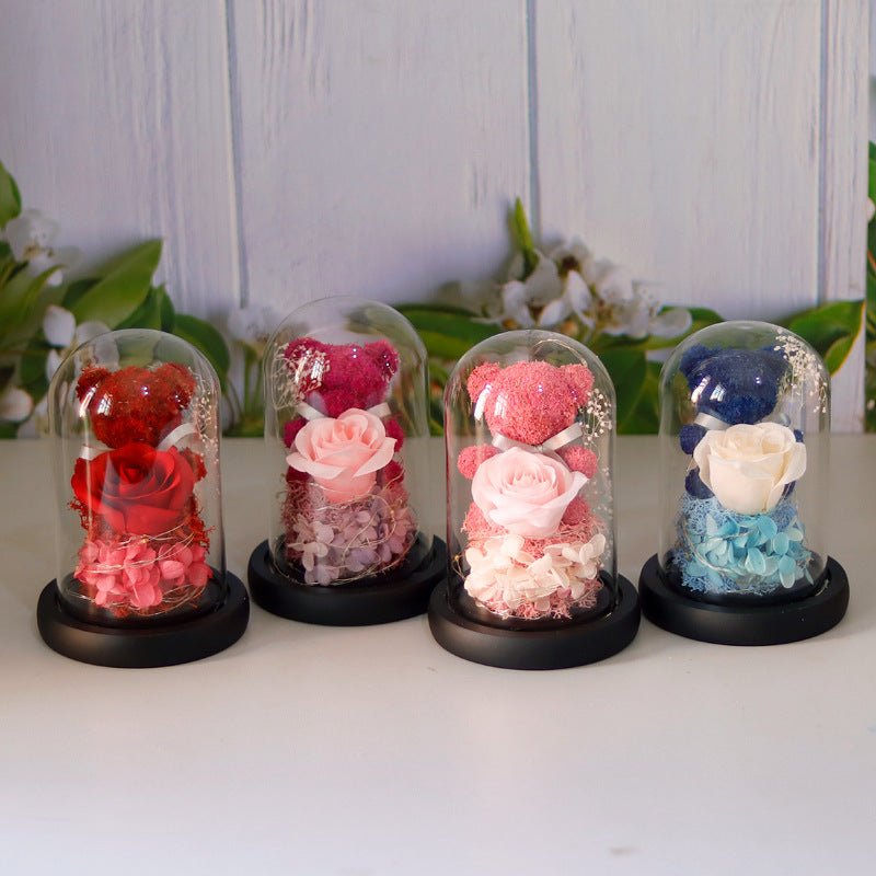 Eternal Rose Valentine's Day Gift Box with Teddy Bear - Preserved Forever - householdessential