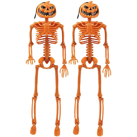 2Pcs 15" Halloween Pumpkin Skeleton for Yard Garden Props Halloween Party Decor