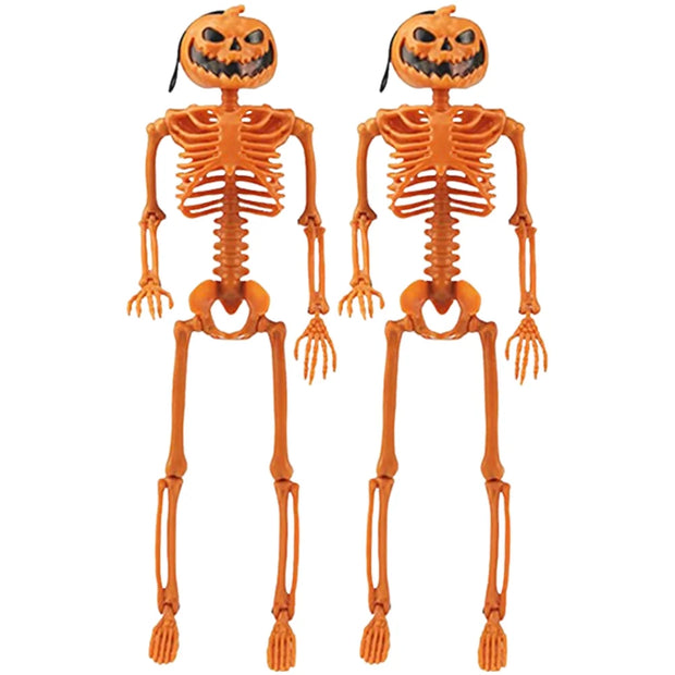 2Pcs 15" Halloween Pumpkin Skeleton for Yard Garden Props Halloween Party Decor