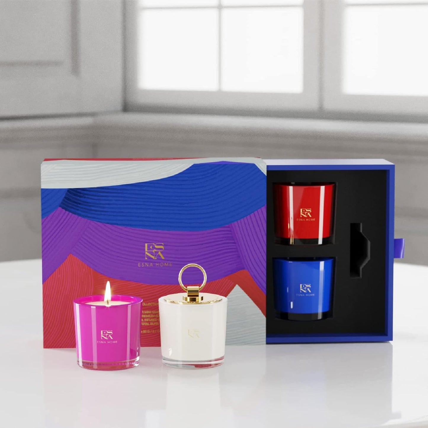 Lavender Stress Relief Soy Candle Gift Set | Luxury Candle Box for Women - householdessential