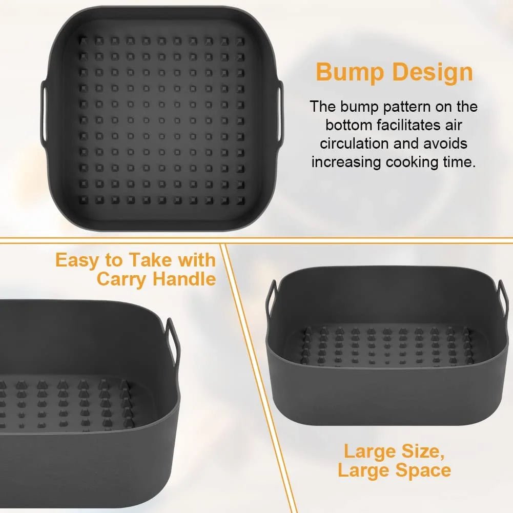 Non-Stick Silicone Air Fryer Liners Set - Reusable Basket Liners - householdessential
