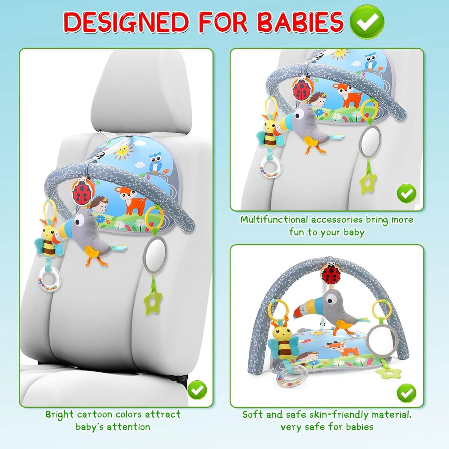 Adjustable Infant Car Seat Toys: Sensory Hanging Toy for Babies on the Go - householdessential